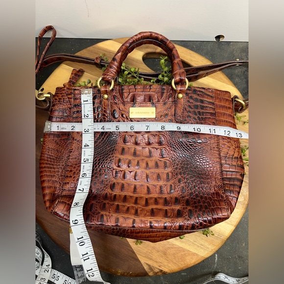 Brahmin Mini Asher Satchel Pecan Melbourne Leather Croc...